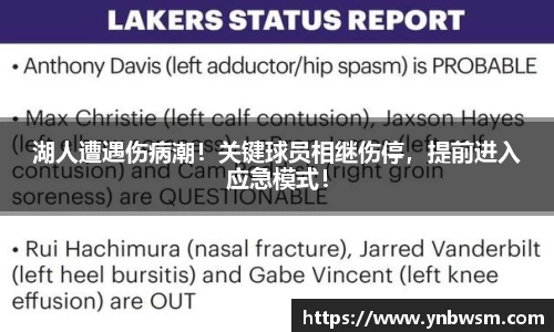 湖人遭遇伤病潮！关键球员相继伤停，提前进入应急模式！