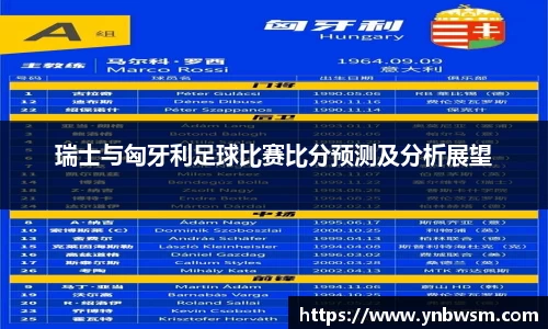 瑞士与匈牙利足球比赛比分预测及分析展望